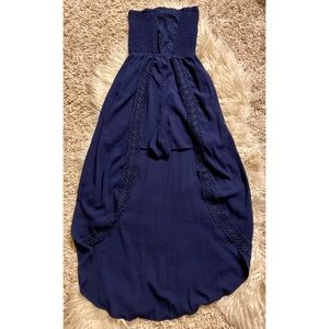 Strapless hi-lo romper dress